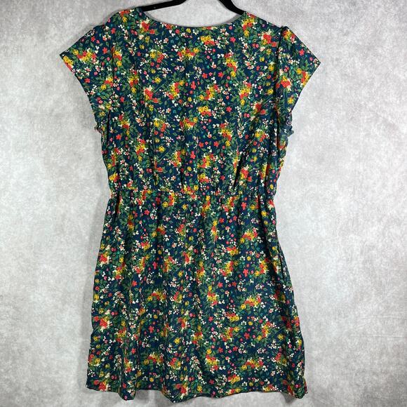 Tucker For Target Mini Dress Women XL Blue Micro Floral Cap Sleeve V-Neck Preppy - Picture 5 of 11